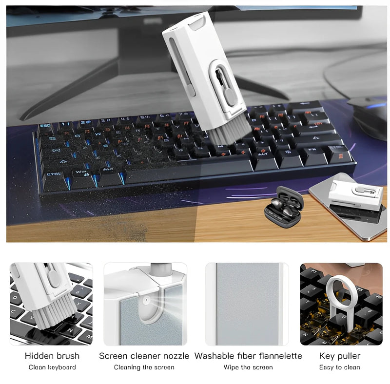 kit de escova de limpeza de teclado 8 em 1 multifuncional portátil para computador/fone de ouvido/ferramentas - Neverdie Store